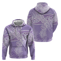 Aotearoa Maori Koru Curves Zip Hoodie Silver Ferns - Amethyst LT7 - Polynesian Pride