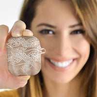 Aotearoa Maori Koru Curves AirPods Case Silver Ferns - Mocha LT7 - Polynesian Pride