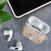 Aotearoa Maori Koru Curves AirPods Case Silver Ferns - Mocha LT7 - Polynesian Pride