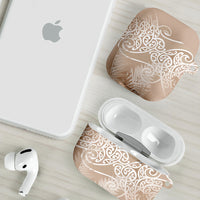 Aotearoa Maori Koru Curves AirPods Case Silver Ferns - Mocha LT7 - Polynesian Pride