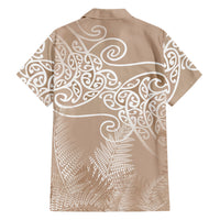 Aotearoa Maori Koru Curves Family Matching Off Shoulder Maxi Dress and Hawaiian Shirt Silver Ferns - Mocha LT7 - Polynesian Pride