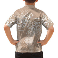 Aotearoa Maori Koru Curves Family Matching Tank Maxi Dress and Hawaiian Shirt Silver Ferns - Mocha LT7 - Polynesian Pride
