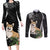 Personalised Polynesian Dog Couples Matching Long Sleeve Bodycon Dress and Long Sleeve Button Shirts Corgi Mix Tropical Flowers LT7 Black - Polynesian Pride