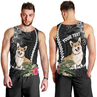 Personalised Polynesian Dog Men Tank Top Corgi Mix Tropical Flowers LT7 - Polynesian Pride