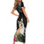 Personalised Polynesian Dog Short Sleeve Bodycon Dress Corgi Mix Tropical Flowers LT7 - Polynesian Pride