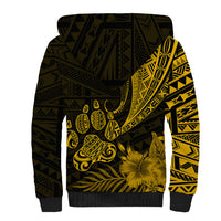 Personalised Polynesian Pacific Bulldog Sherpa Hoodie With Gold Hawaii Tribal Tattoo Patterns LT7 - Polynesian Pride