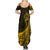 Personalised Polynesian Pacific Bulldog Summer Maxi Dress With Gold Hawaii Tribal Tattoo Patterns LT7 - Polynesian Pride