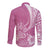 Personalised Polynesian Pacific Bulldog Long Sleeve Button Shirt With Pink Hawaii Tribal Tattoo Patterns LT7 - Polynesian Pride
