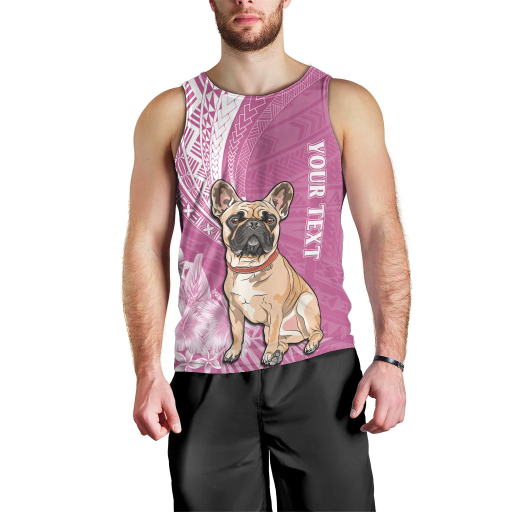 Personalised Polynesian Pacific Bulldog Men Tank Top With Pink Hawaii Tribal Tattoo Patterns LT7 - Polynesian Pride