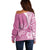 Personalised Polynesian Pacific Bulldog Off Shoulder Sweater With Pink Hawaii Tribal Tattoo Patterns LT7 - Polynesian Pride