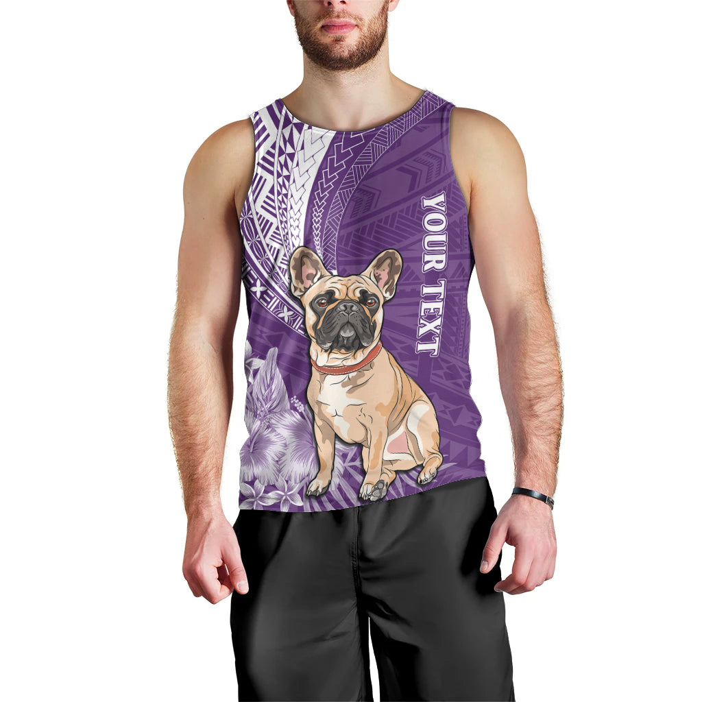 Personalised Polynesian Pacific Bulldog Men Tank Top With Violet Hawaii Tribal Tattoo Patterns LT7 - Polynesian Pride
