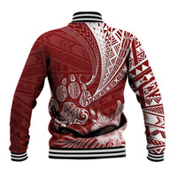 Personalised Polynesian Pacific Bulldog Baseball Jacket With Red Hawaii Tribal Tattoo Patterns LT7 - Polynesian Pride