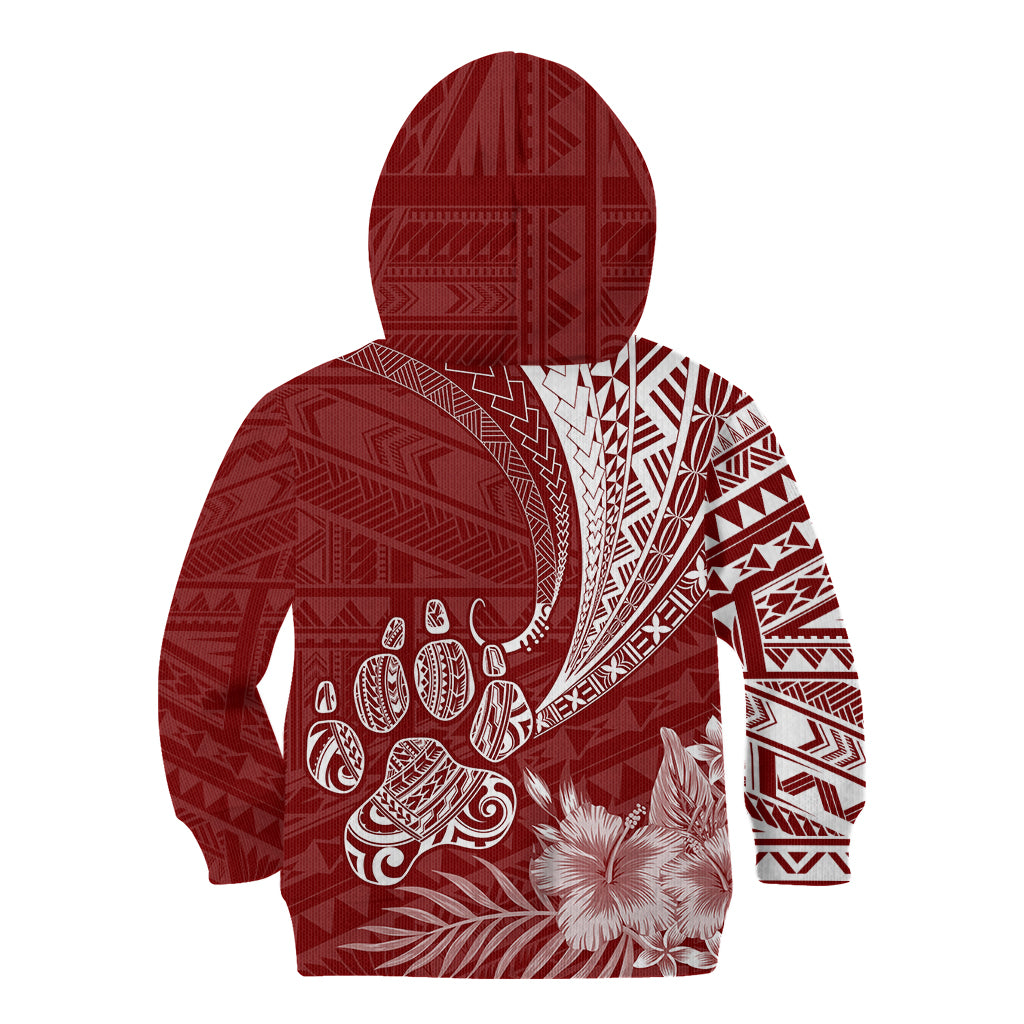 Personalised Polynesian Pacific Bulldog Kid Hoodie With Red Hawaii Tribal Tattoo Patterns LT7 - Polynesian Pride