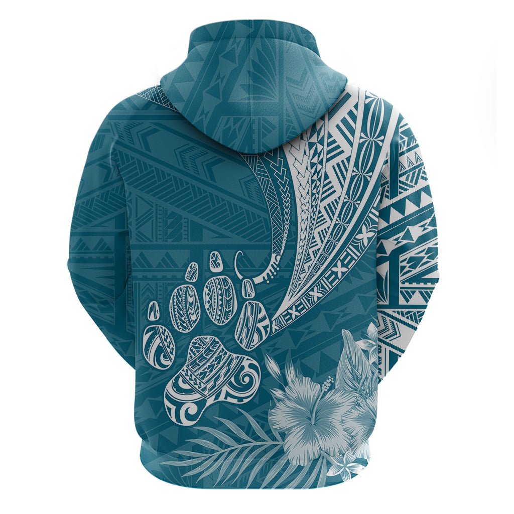 Custom Polynesian Pacific Bulldog Hoodie With Teal Hawaii Tribal Tattoo Patterns LT7 - Polynesian Pride