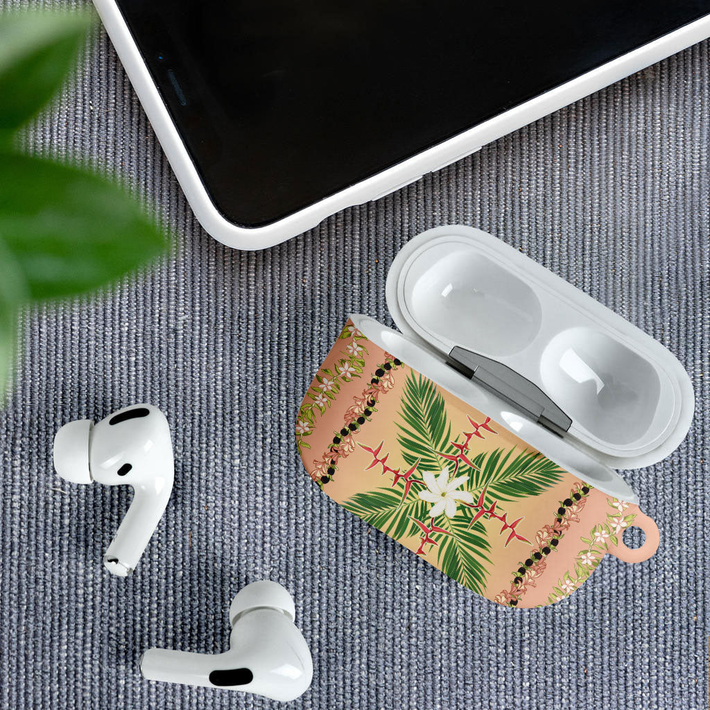 Hawaii Quilt Inspired Collection Aloha Flowers AirPods Case Maile - Kukui Nut Lei