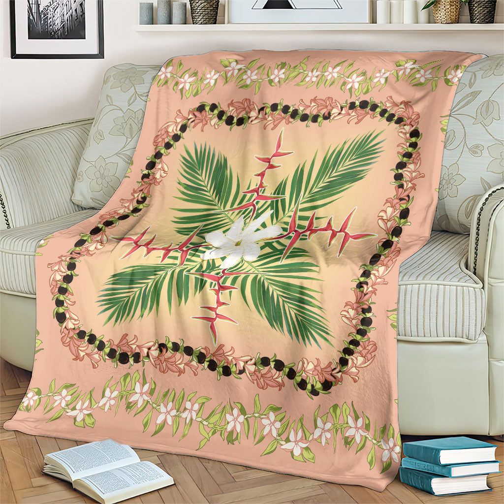 Hawaii Quilt Inspired Collection Aloha Flowers Blanket Maile - Kukui Nut Lei