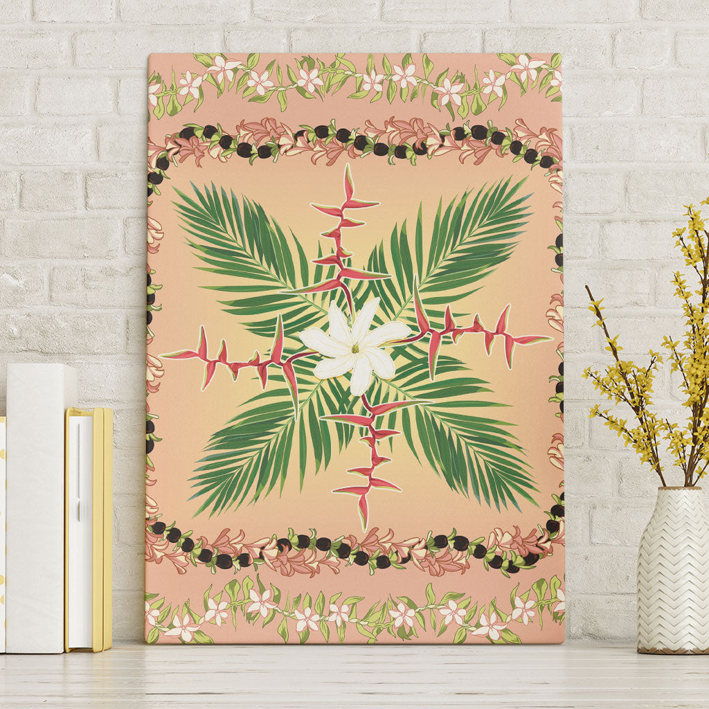 Hawaii Quilt Inspired Collection Aloha Flowers Canvas Wall Art Maile - Kukui Nut Lei
