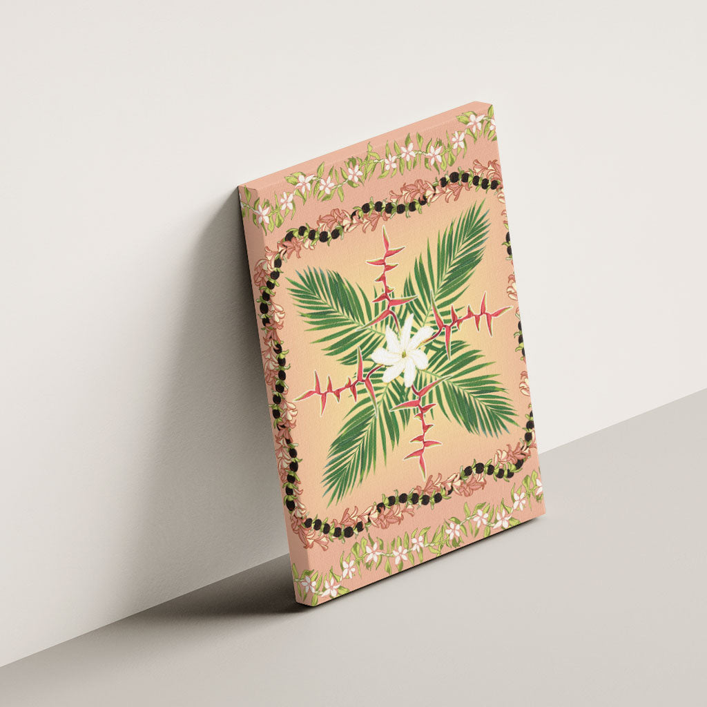 Hawaii Quilt Inspired Collection Aloha Flowers Canvas Wall Art Maile - Kukui Nut Lei