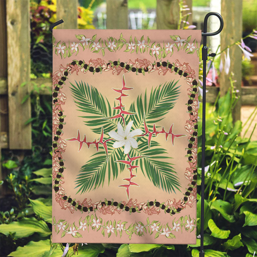 Hawaii Quilt Inspired Collection Aloha Flowers Garden Flag Maile - Kukui Nut Lei