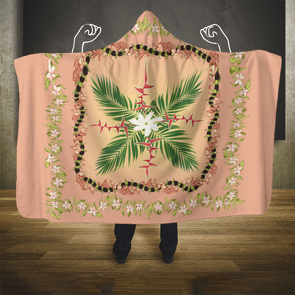 Hawaii Quilt Inspired Collection Aloha Flowers Hooded Blanket Maile - Kukui Nut Lei