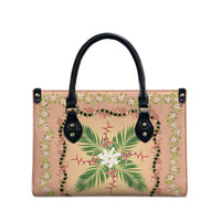 Hawaii Quilt Inspired Collection Aloha Flowers Leather Bag Maile - Kukui Nut Lei