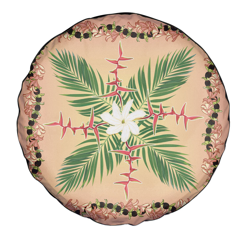 Hawaii Quilt Inspired Collection Aloha Flowers Spare Tire Cover Maile - Kukui Nut Lei