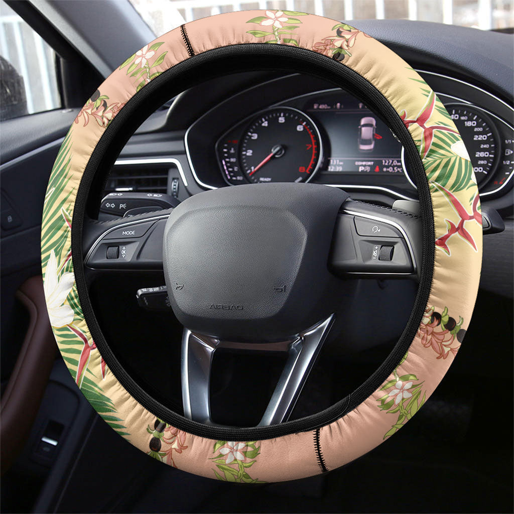 Hawaii Quilt Inspired Collection Aloha Flowers Steering Wheel Cover Maile - Kukui Nut Lei