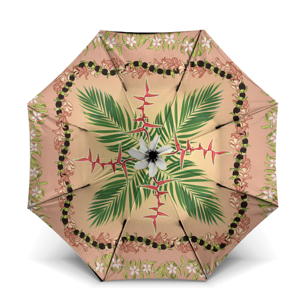 Hawaii Quilt Inspired Collection Aloha Flowers Umbrella Maile - Kukui Nut Lei