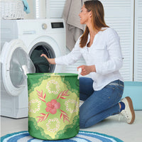 Hawaii Quilt Inspired Collection Aloha Flowers Laundry Basket Plumeria - Ti Leaf Lei