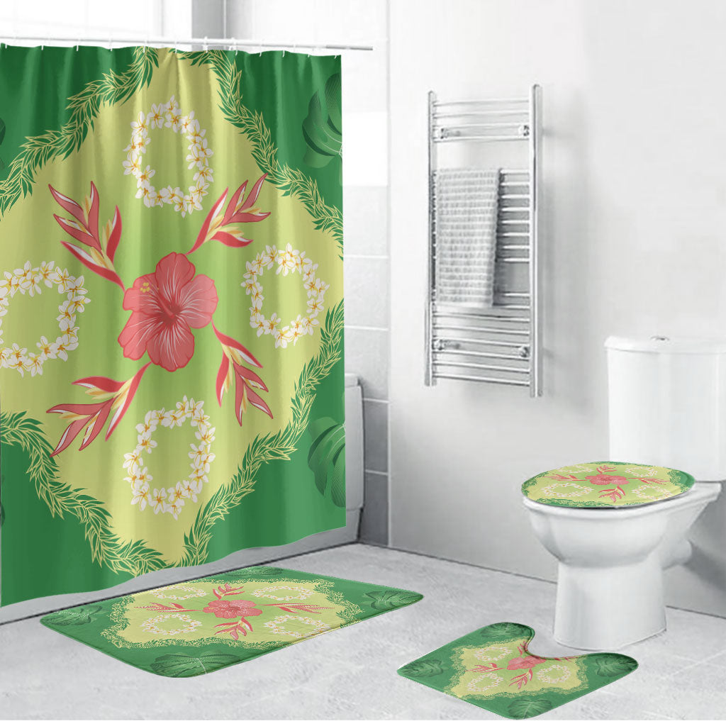 Hawaii Quilt Inspired Collection Aloha Flowers Bathroom Set Plumeria - Ti Leaf Lei