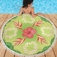 Hawaii Quilt Inspired Collection Aloha Flowers Beach Blanket Plumeria - Ti Leaf Lei