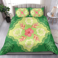 Hawaii Quilt Inspired Collection Aloha Flowers Bedding Set Plumeria - Ti Leaf Lei