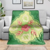 Hawaii Quilt Inspired Collection Aloha Flowers Blanket Plumeria - Ti Leaf Lei