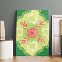 Hawaii Quilt Inspired Collection Aloha Flowers Canvas Wall Art Plumeria - Ti Leaf Lei