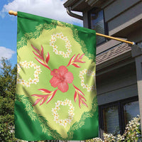Hawaii Quilt Inspired Collection Aloha Flowers Garden Flag Plumeria - Ti Leaf Lei