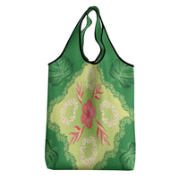 Hawaii Quilt Inspired Collection Aloha Flowers Grocery Bag Plumeria - Ti Leaf Lei