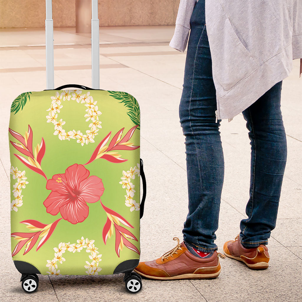 Hawaii Quilt Inspired Collection Aloha Flowers Luggage Cover Plumeria - Ti Leaf Lei
