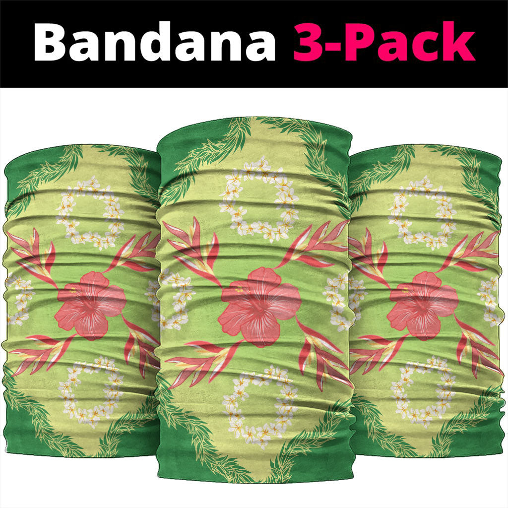 Hawaii Quilt Inspired Collection Aloha Flowers Neck Gaiter Plumeria - Ti Leaf Lei
