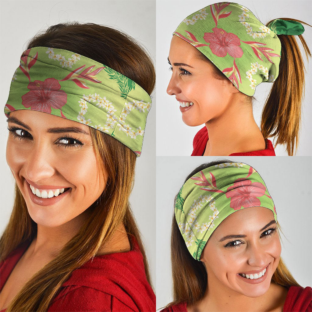 Hawaii Quilt Inspired Collection Aloha Flowers Neck Gaiter Plumeria - Ti Leaf Lei
