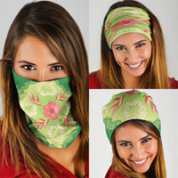 Hawaii Quilt Inspired Collection Aloha Flowers Neck Gaiter Plumeria - Ti Leaf Lei