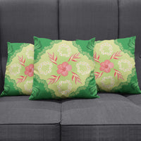 Hawaii Quilt Inspired Collection Aloha Flowers Pillow Cover Plumeria - Ti Leaf Lei