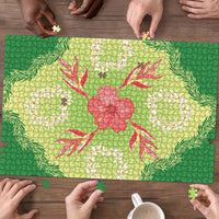 Hawaii Quilt Inspired Collection Aloha Flowers Puzzle Plumeria - Ti Leaf Lei