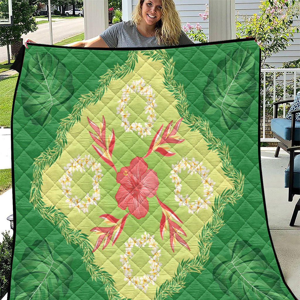 Hawaii Quilt Inspired Collection Aloha Flowers Quilt Plumeria - Ti Leaf Lei