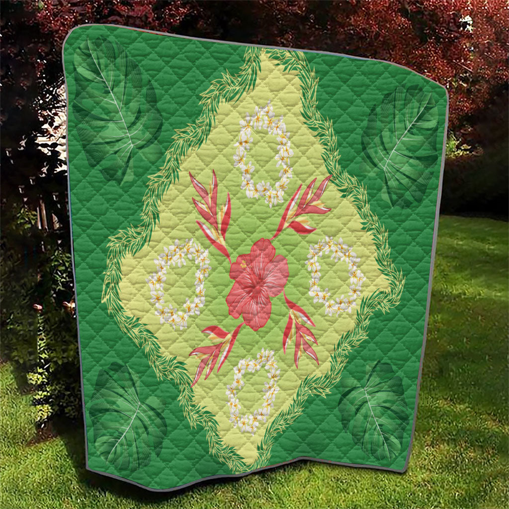 Hawaii Quilt Inspired Collection Aloha Flowers Quilt Plumeria - Ti Leaf Lei