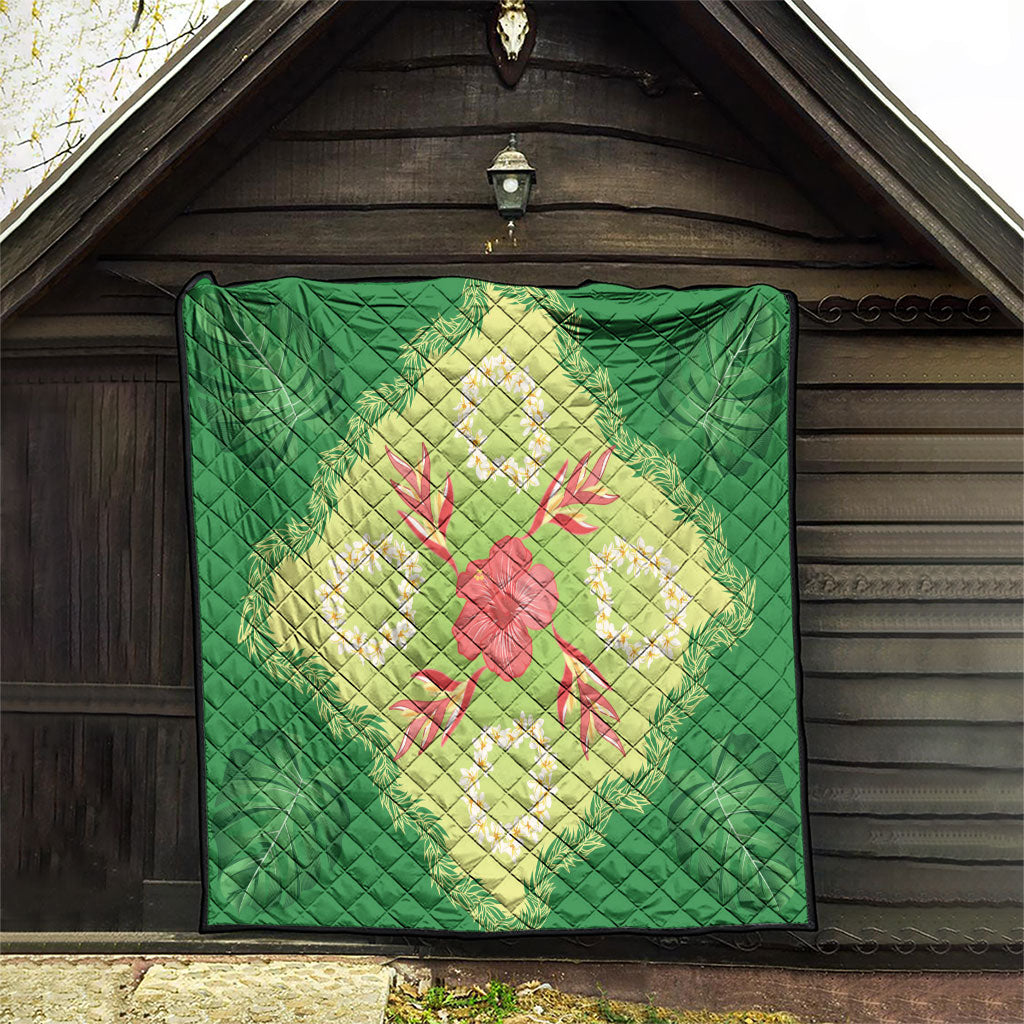 Hawaii Quilt Inspired Collection Aloha Flowers Quilt Plumeria - Ti Leaf Lei