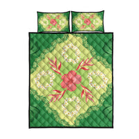 Hawaii Quilt Inspired Collection Aloha Flowers Quilt Bed Set Plumeria - Ti Leaf Lei