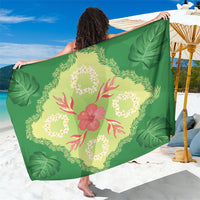 Hawaii Quilt Inspired Collection Aloha Flowers Sarong Plumeria - Ti Leaf Lei