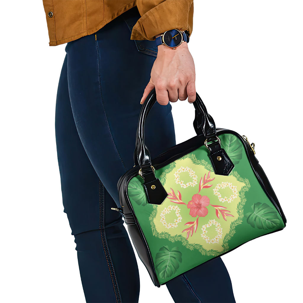 Hawaii Quilt Inspired Collection Aloha Flowers Shoulder Handbag Plumeria - Ti Leaf Lei
