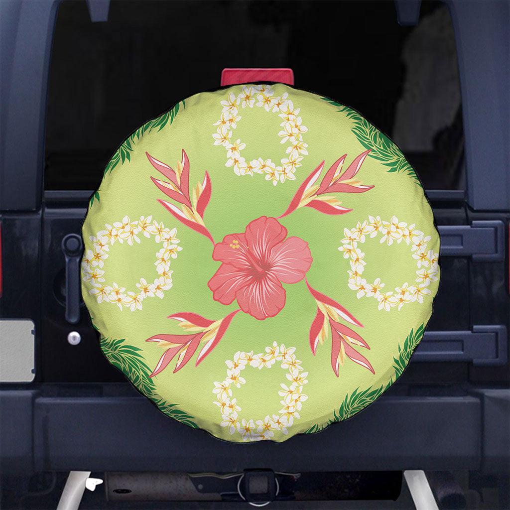 Hawaii Quilt Inspired Collection Aloha Flowers Spare Tire Cover Plumeria - Ti Leaf Lei