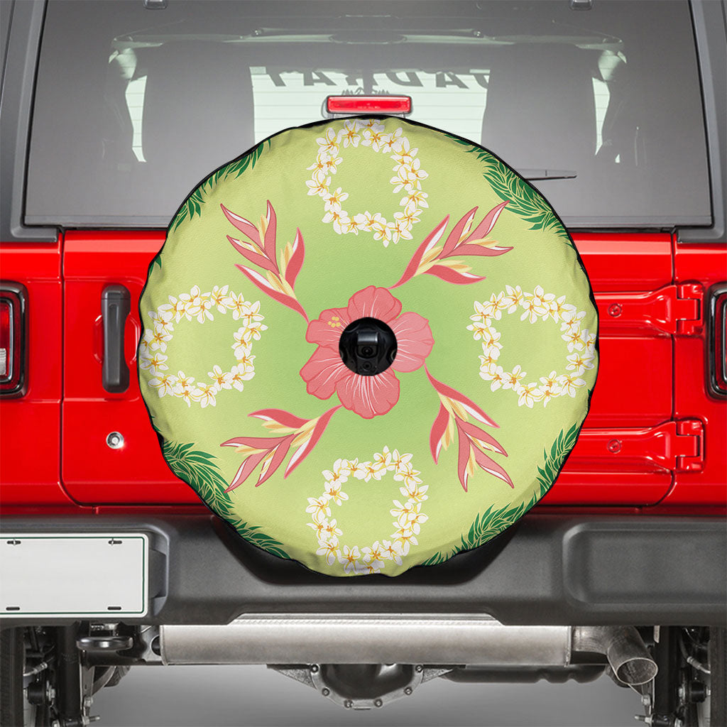 Hawaii Quilt Inspired Collection Aloha Flowers Spare Tire Cover Plumeria - Ti Leaf Lei